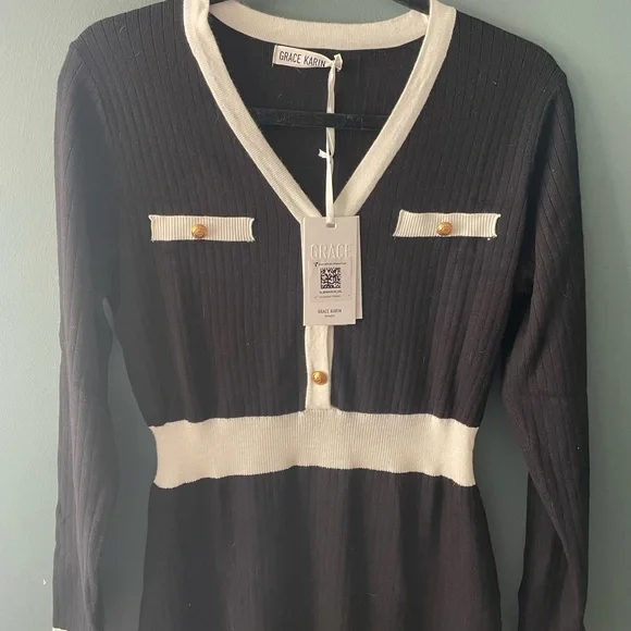 Grace Karin Black and White Women's Dress - Picture 5 of 6